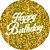 Painel Redondo Tecido Sublimado 3D Happy Birthday Amarelo WRD-6897 - Imagem 1