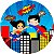 Painel Redondo Tecido Sublimado 3D Super Homem e Mulher Maravilha WRD-2474 - Imagem 1