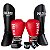KIT LUVA 14OZ + CANELEIRA G/20MM + BANDAGEM + BUCAL - VERMELHO MINIMAL - PULSER - Imagem 1