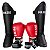 SUPER KIT LUVA 14OZ + CANELEIRA G/30MM + BANDAGEM + BUCAL - VERMELHO MINIMAL - PULSER - Imagem 1