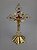 Crucifixo Em Metal Para Parede E Mesa  20cm Estilizado com Pedestal Cruz Moderna Decoração de Balcão para Altar - Imagem 1
