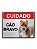 Placa Informativa - ACM Aço Escovado - CUIDADO CÃO BRAVO - Imagem 1
