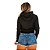 Cropped de Moletom com capuz Manga Longa Feminino Preto - Imagem 4