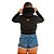 Cropped de Moletom com capuz Manga Longa Feminino Preto - Imagem 3