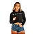 Cropped de Moletom com capuz Manga Longa Feminino Preto - Imagem 1