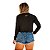 Cropped Gola Careca Manga Longa Com Punhos Feminino Preto - Imagem 3