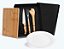 Kit para churrasco em bambu, Tábua, prato, garfo, faca de 7" e caixa preta. - Imagem 1