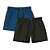 Kit 2 Shorts Masculino Liso Try Basics - Azul e Preto - Imagem 1