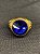DEDEIRA COM PEDRA AZUL BANHADA OURO 18K - Imagem 1