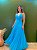 VESTIDO LONGO LUREX TRANCINHA ALÇA FINA CAMADAS VERDE TIFANNY NT - Imagem 1