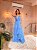 VESTIDO LONGO MICROTULE ALÇA FINA COM REGULAGEM SAIA EM CAMADAS AZUL SERENITY - Imagem 3