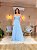 VESTIDO LONGO DECOTE FRENTE E COSTAS PLISSADO AZUL SERENITY AR - Imagem 1