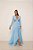 VESTIDO LONGO CREPE DE SEDA MANGA LONGA COSTAS VAZADA COM AMARRAÇÃO AZUL SERENITY DOT - Imagem 1