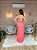 VESTIDO LONGO CREPE ESTILO SEREIA DECOTE COSTAS DETALHE TRANCINHA CORAL AR - Imagem 2