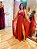 VESTIDO LONGO CHIFFON BUSTO DRAPEADO E TULE ALÇA FINA COM CAPA TERRA COTA PR - Imagem 1
