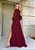 VESTIDO LONGO CREPE DE SEDA MANGA LONGA DUAS FENDAS MARSALA DOT - Imagem 3