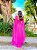 VESTIDO LONGO LUREX MANGA CAPA ESTILO CORPETE PINK NT - Imagem 2