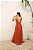 VESTIDO LONGO DECOTE V CINTO COM STRASS FENDA LATERAL TERRA COTA KJ - Imagem 3