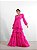 VESTIDO LONGO CREPE DE SEDA MANGA LONGA SAIA COM CAMADAS COSTAS VAZADA PINK MB - Imagem 1
