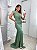 VESTIDO LONGO MICROTULE UM OMBRO SO DRAPEADO ESTILO SEREIA VERDE OLIVA CA - Imagem 1