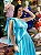 VESTIDO LONGO ZIBELINE UM OMBRO SO LAÇO FENDA VERDE TIFFANY - Imagem 1