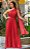 VESTIDO LONGO LUREX PLISSADO UM OMBRO SO ESTILO CAPA DETALHE CRUZADO CINTURA TERRA COTA NT - Imagem 1