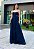VESTIDO LONGO MICROTULE COM GLITTER ESTILO CORPETE DETALHE TRANCINHA CINTURA AZUL MARINHO NT - Imagem 3