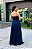 VESTIDO LONGO MICROTULE COM GLITTER ESTILO CORPETE DETALHE TRANCINHA CINTURA AZUL MARINHO NT - Imagem 5