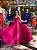 VESTIDO MICROTULE COM GLITTER ALÇA COM DETALHE DE BABADOS RECORTE CINTURA FUCSIA CA - Imagem 1