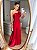 VESTIDO LONGO CETIM COM ELASTANO UM OMBRO SÓ LAÇO FENDA LATERAL VERMELHO - Imagem 1