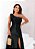 VESTIDO LONGO CETIM COM ELASTANO UM OBRO SÓ LAÇO FENDA LATERAL PRETO - Imagem 2