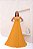 VESTIDO LONGO CHIFFON BUSTO DRAPEADO COM ALÇA FINA MOSTARDA - Imagem 1