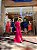 VESTIDO LONGO ZIBELINE COM TOQUE  DE SEDA  FENDA E LAÇO COM AMARRAÇÃO FUCSIA - Imagem 1