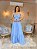 VESTIDO LONGO CHIFFON BUSTO COM DETALHE DE BABADOS RECORTE CINTURA AZUL SERENITY NT - Imagem 1