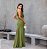 VESTIDO LONGO MICROTULE ESTILO SEREIA COM FENDA DECOTE COSTAS DETALHE DRAPEADO VERDE OLIVA - Imagem 2
