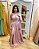 VESTIDO LONGO ZIBELINE UM OMBRO SO COM AMARRAÇÃO FENDA ROSE - Imagem 1