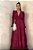 VESTIDO LONGO CREPE DECOTE V MANGA LONGA SAIA EM CAMADAS MARSALA MB - Imagem 1