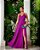 VESTIDO LONGO CHIFON FENDA LATERAL  BUSTO EM V DRAPEADO FUCSIA - Imagem 1