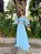 VESTIDO CHIFON PLISSADO BUSTO RETO COM ALCINHA OPÇÃO DE USAR COM OU SEM BOLERO VERDE AZUL SERENITY - Imagem 2