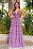 VESTIDO LONGO MICROTULE BABADO SAIA DECOTE EM V LAVANDA - Imagem 1