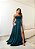 VESTIDO LONGO ZIBELINE TOMARA QUE CAIA DRAPEADO COM FENDA VERDE ESMERALDA - Imagem 2