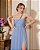 VESTIDO LONGO MICROTULE TOMARA QUE CAIA MULTI FORMAS BUSTO DRAPEADO AZUL SERENITY - Imagem 3