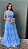 VESTIDO LONGO MICROTULE BUSTO EM V  DRAPEADO COM BABADO NA SAIA AZUL SERENITY - Imagem 1