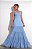 VESTIDO LONGO CREPE DECOTE V ALÇA FINA SAIA EM CAMADAS AZUL SERENITY MB - Imagem 1