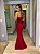 VESTIDO LONGO SARJA COM ELASTANO UM OMBRO SÓ BUSTO DETALHE DRAPEADO ESTILO SEREIA VERMELHO - Imagem 2
