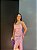 VESTIDO LONGO LUREX ESTILO SEREIA FENDA LATERAL ALÇA FINA COM REGULAGEM ROSE - Imagem 2