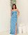 VESTIDO LONGO LUREX ESTILO SEREIA FENDA LATERAL ALÇA FINA COM REGULAGEM AZUL SERENITY - Imagem 1