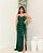 VESTIDO LONGO LUREX ESTILO SEREIA FENDA LATERAL ALÇA FINA COM REGULAGEM VERDE ESMERALDA - Imagem 2