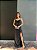 VESTIDO LONGO LUREX ESTILO SEREIA FENDA LATERAL ALÇA FINA COM REGULAGEM VERDE PRETO - Imagem 1
