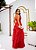 VESTIDO LONGO MICROTULE COM GLITTER ALÇA FINA SAIA COM BABADO EM CAMADAS TERRA COTA - Imagem 5